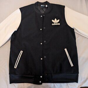 Adidas boys L black and white varsity jacket